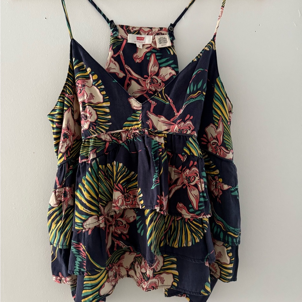 Levi's Navy and Pink Floral Top